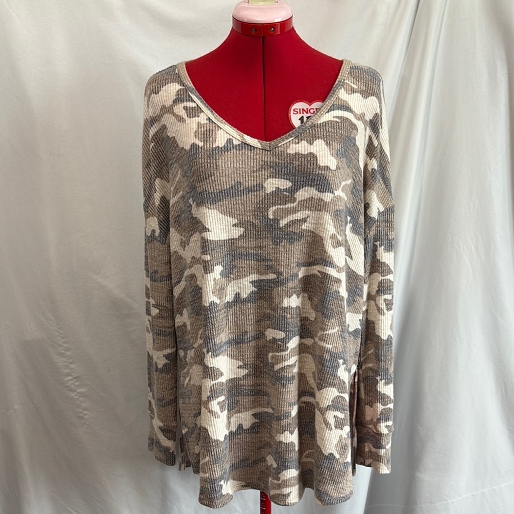 George Camouflage V Neck Women's Blouse